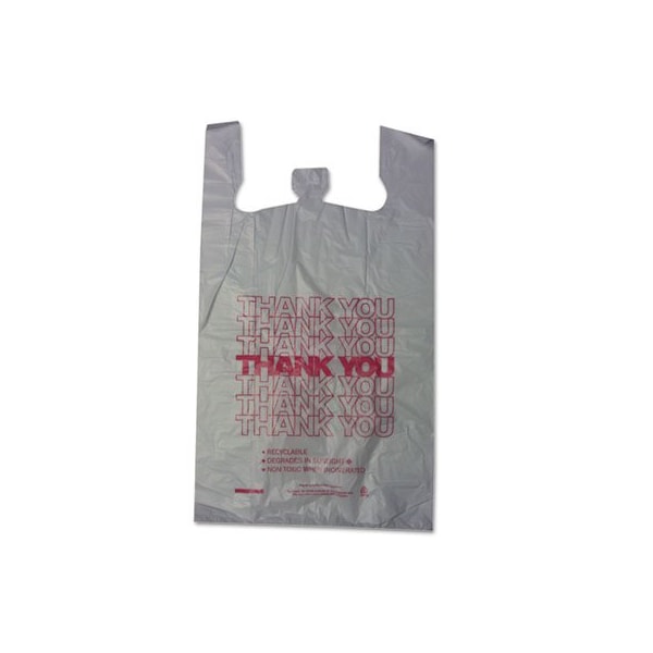Brown Paper Goods BarnesPape, THANK YOU HIGH-DENSITY SHOPPING BAGS, 18in X 30in, WHITE, 500/CARTON, PK500 18830THYOU - main